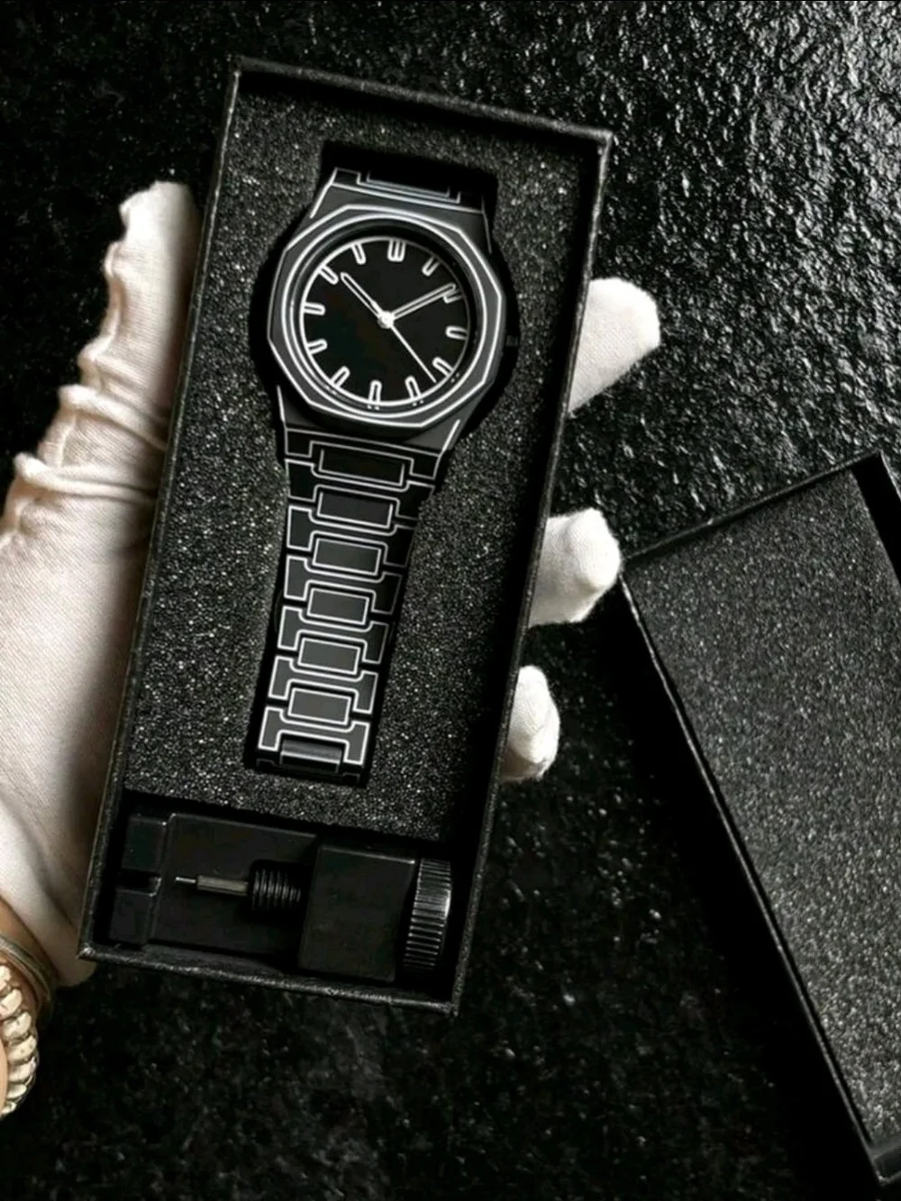 Men's Black Geometric Bracelet Watch